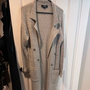 Beige Long Sleeve Sweater Coat